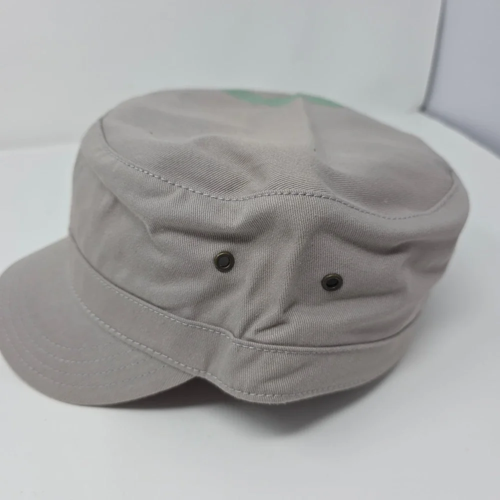 Cadet Cap Size 59 Palm Tree Print Cotton Twill Military Style Gray Gorpcore